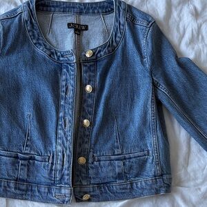 J Crew Blue Denim Cropped Jacket